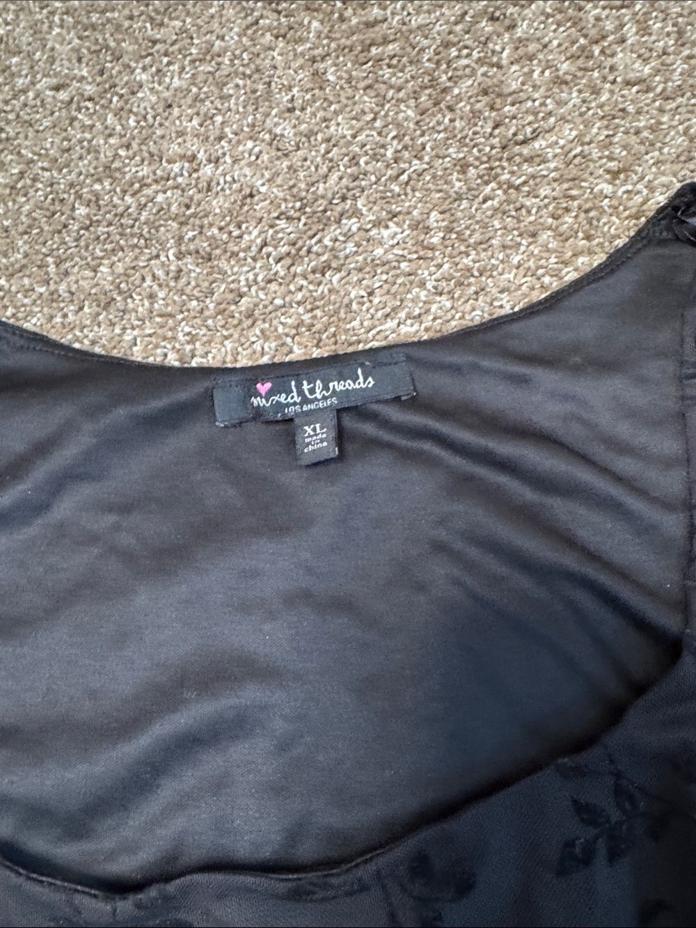 Mixed Threads Black Floral Scoop Neck Long-Sleeve Top Y2K style cropped SZ XL - Picture 5 of 8